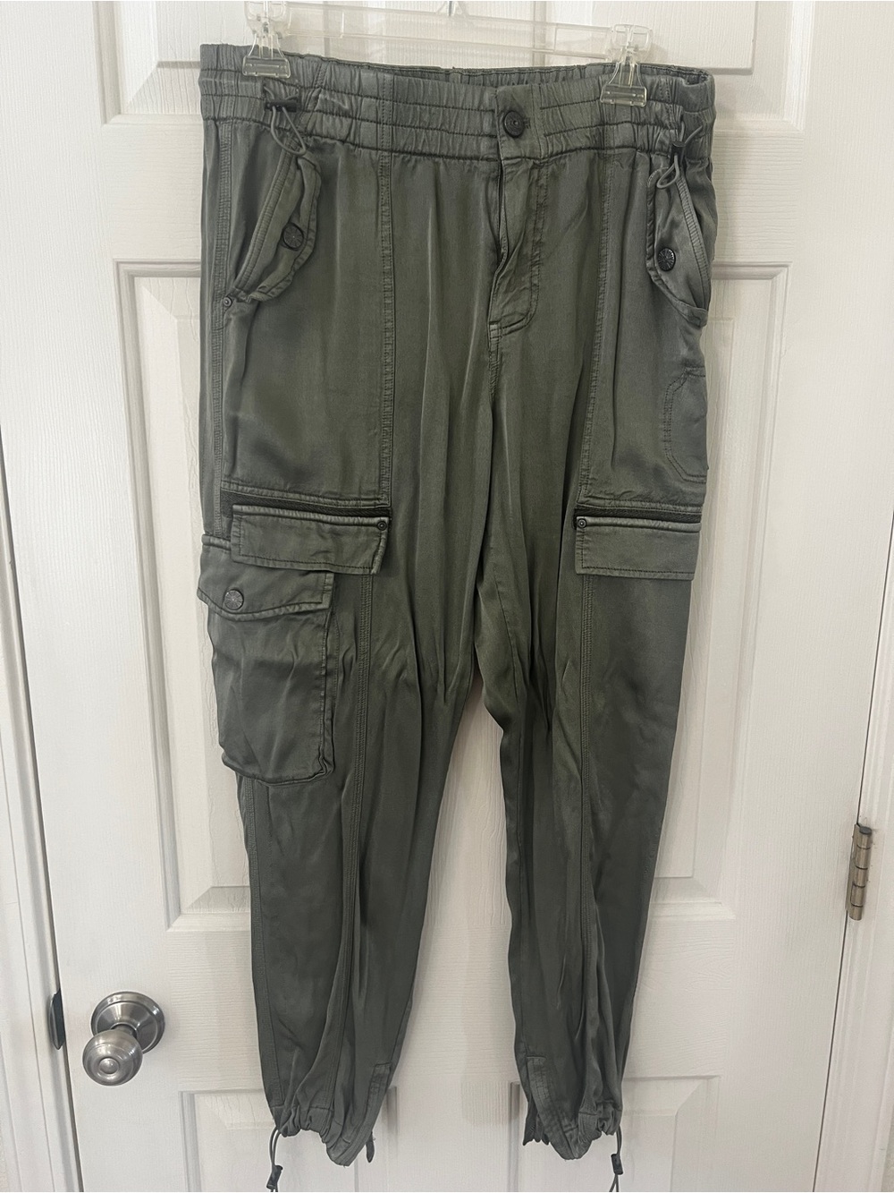 Marrakech Women's Olive Cargo Jogger Pants with Drawstring Ankles Size M